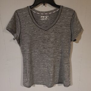 RBX Gray Striped V-Neck Women's Tee